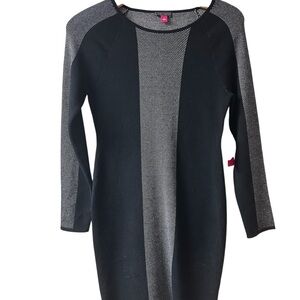Vince Camuto Black and Gray Women's Sweater Dress NWT